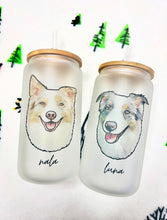 Load image into Gallery viewer, Pet Portrait Frosted Glass Can COLOUR (16oz)
